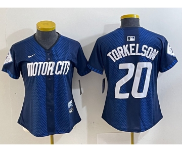 Women's Detroit Tigers #20 Spencer Torkelson 2024 Navy City Connect Cool Base Limited Stitched Jersey