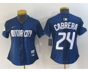 Women's Detroit Tigers #24 Miguel Cabrera Navy 2024 City Connect Cool Base Limited Stitched Jersey