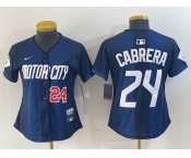 Women's Detroit Tigers #24 Miguel Cabrera Navy 2024 City Connect Cool Base Limited Stitched Jerseys