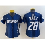 Women's Detroit Tigers #28 Javier Baez 2024 Navy City Connect Cool Base Limited Stitched Jersey