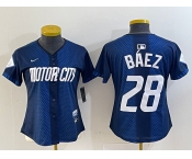 Women's Detroit Tigers #28 Javier Baez 2024 Navy City Connect Cool Base Limited Stitched Jersey