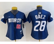 Women's Detroit Tigers #28 Javier Baez 2024 Navy City Connect Cool Base Limited Stitched Jerseys