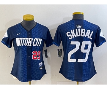 Women's Detroit Tigers #29 Tarik Skubal 2024 Navy City Connect Cool Base Limited Stitched Jerseys