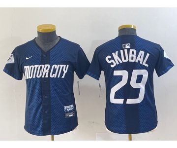 Women's Detroit Tigers #29 Tarik Skubal Navy 2024 City Connect Cool Base Limited Stitched Jersey