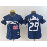 Women's Detroit Tigers #29 Tarik Skubal Navy 2024 City Connect Cool Base Limited Stitched Jerseys