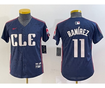 Youth Cleveland Guardians #11 Jose Ramirez Navy 2024 City Connect Limited Stitched Jersey