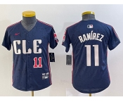 Youth Cleveland Guardians #11 Jose Ramirez Number Navy 2024 City Connect Limited Stitched Jerseys