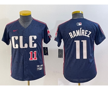 Youth Cleveland Guardians #11 Jose Ramirez Number Navy 2024 City Connect Limited Stitched Jerseys