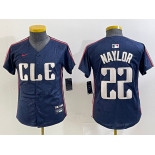 Youth Cleveland Guardians #22 Josh Naylor Navy 2024 City Connect Limited Stitched Jersey