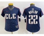 Youth Cleveland Guardians #22 Josh Naylor Navy 2024 City Connect Limited Stitched Jersey