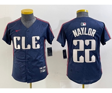 Youth Cleveland Guardians #22 Josh Naylor Navy 2024 City Connect Limited Stitched Jersey