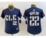 Youth Cleveland Guardians #22 Josh Naylor Number Navy 2024 City Connect Limited Stitched Jersey