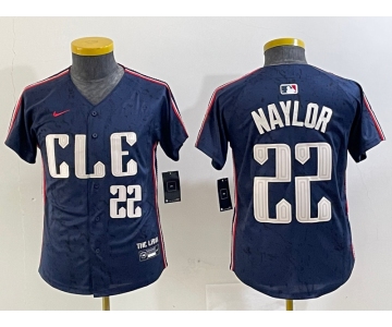 Youth Cleveland Guardians #22 Josh Naylor Number Navy 2024 City Connect Limited Stitched Jersey