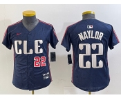 Youth Cleveland Guardians #22 Josh Naylor Number Navy 2024 City Connect Limited Stitched Jerseys