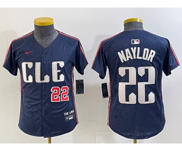 Youth Cleveland Guardians #22 Josh Naylor Number Navy 2024 City Connect Limited Stitched Jerseys