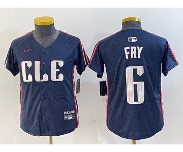 Youth Cleveland Guardians #6 David Fry Navy 2024 City Connect Limited Stitched Jersey