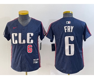 Youth Cleveland Guardians #6 David Fry Navy 2024 City Connect Limited Stitched Jerseys