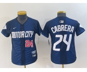 Youth Detroit Tigers #24 Miguel Cabrera Navy 2024 City Connect Cool Base Limited Stitched Jerseys