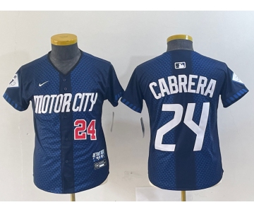 Youth Detroit Tigers #24 Miguel Cabrera Navy 2024 City Connect Cool Base Limited Stitched Jerseys