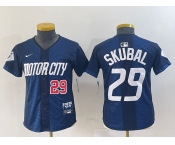 Youth Detroit Tigers #29 Tarik Skubal Navy 2024 City Connect Cool Base Limited Stitched Jerseys