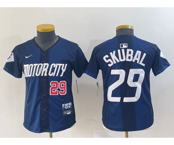 Youth Detroit Tigers #29 Tarik Skubal Navy 2024 City Connect Cool Base Limited Stitched Jerseys