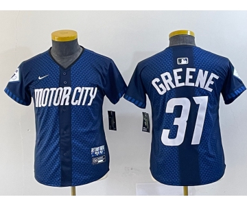 Youth Detroit Tigers #31 Riley Greene 2024 Navy City Connect Cool Base Limited Stitched Jersey