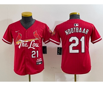 Youth St Louis Cardinals #21 Lars Nootbaar Red 2024 City Connect Limited Stitched Baseball Jersey