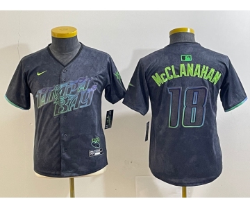 Youth Tampa Bay Rays #18 Shane McClanahan Charcoal 2024 City Connect Limited Stitched Jersey