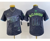 Youth Tampa Bay Rays #18 Shane McClanahan Charcoal 2024 City Connect Player Number Limited Cool Base Jersey