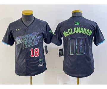 Youth Tampa Bay Rays #18 Shane McClanahan Charcoal 2024 City Connect Player Number Limited Cool Base Jerseys