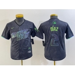 Youth Tampa Bay Rays #2 Yandy Diaz Charcoal 2024 City Connect Limited Cool Base Jersey