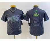 Youth Tampa Bay Rays #2 Yandy Diaz Charcoal 2024 City Connect Limited Cool Base Jersey