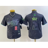 Youth Tampa Bay Rays #2 Yandy Diaz Charcoal 2024 City Connect Player Number Limited Cool Base Jerseys