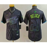 Youth Tampa Bay Rays #21 Jonny DeLuca Number Charcoal 2024 City Connect Limited Stitched Jersey