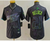 Youth Tampa Bay Rays #21 Jonny DeLuca Number Charcoal 2024 City Connect Limited Stitched Jersey