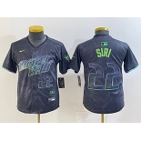 Youth Tampa Bay Rays #22 Jose Siri Charcoal 2024 City Connect Limited Stitched Jersey