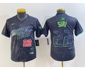 Youth Tampa Bay Rays #22 Jose Siri Number Charcoal 2024 City Connect Limited Stitched Jerseys