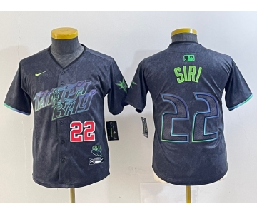 Youth Tampa Bay Rays #22 Jose Siri Number Charcoal 2024 City Connect Limited Stitched Jerseys