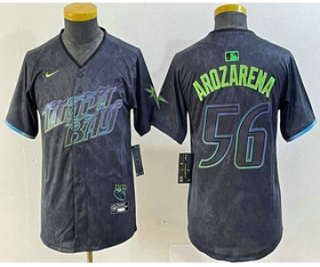 Youth Tampa Bay Rays #56 Randy Arozarena Charcoal 2024 City Connect Limited Stitched Jersey