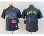 Youth Tampa Bay Rays #56 Randy Arozarena Number Charcoal 2024 City Connect Limited Stitched Jerseys