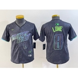 Youth Tampa Bay Rays #8 Brandon Lowe Charcoal 2024 City Connect Player Number Limited Cool Base Jersey