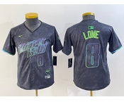 Youth Tampa Bay Rays #8 Brandon Lowe Charcoal 2024 City Connect Player Number Limited Cool Base Jersey