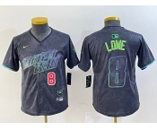 Youth Tampa Bay Rays #8 Brandon Lowe Charcoal 2024 City Connect Player Number Limited Cool Base Jerseys