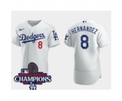 Men Nike Los Angeles Dodgers Enrique Hernandez #8 White Flex Base 2024 World Series Champions Stitched MLB Jersey