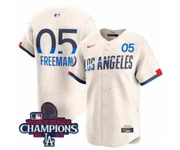 Men Nike Los Angeles Dodgers Freddie Freeman #5 Ice Cream 2024 World Series Champions Stitched MLB Jersey