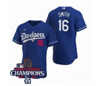 Men Nike Los Angeles Dodgers Will Smith #16 Blue Flex Base 2024 World Series Champions Stitched MLB Jersey