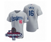 Men Nike Los Angeles Dodgers Will Smith #16 Gray Flex Base 2024 World Series Champions Stitched MLB Jersey