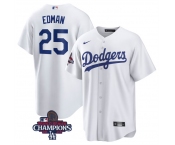 Men's Los Angeles Dodgers #25 Tommy Edman White 2024 World Series Champions Cool Base Stitched Baseball Jersey