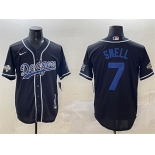 Mens Los Angeles Dodgers #7 Blake Snell Black 2024 World Series Champions Cool Base Stitched Baseball Jersey