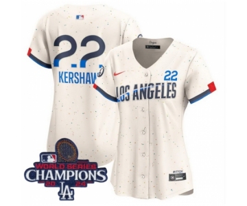 Women Nike Los Angeles Dodgers Clayton Kershaw #22 Ice Cream 2024 World Series Champions Stitched MLB Jersey